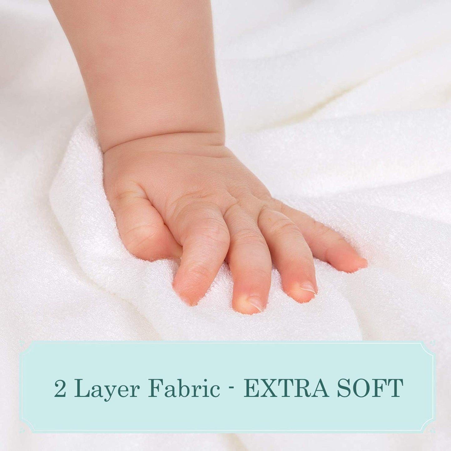 HIPHOP PANDA Baby Washcloths, Rayon Made from Bamboo - 2 Layer Ultra Soft Absorbent Newborn Bath Face Towel - Reusable Baby Wipes for Delicate Skin - White, 30 Pack