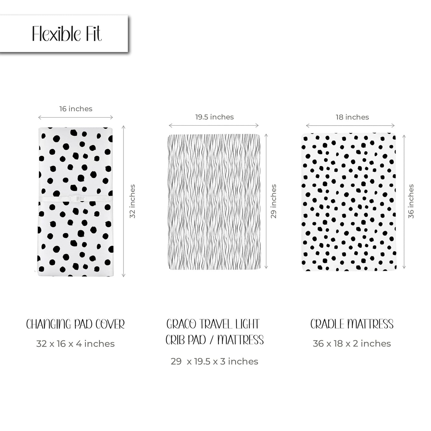 Changing Pad Cover Set | Cradle Sheet 2 Pack 100% Jersey Cotton Black and White Abstract Stripes and Dots by Ely's & Co