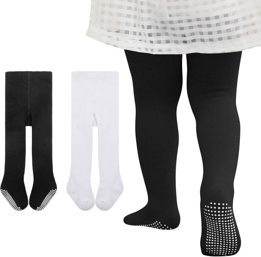 Zando Baby Girls Tights Cozy Cotton Infant Non Slip Grip Leggings Toddler Solid Knit Pantyhose Warm Newborn Stockings