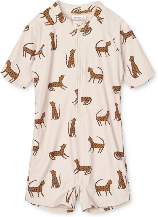 Boys One Piece Swimsuit Whale Dolphin Bathing Suit Zipper Rash Guard Kid Short Sleeve Swimwear Shark Beach Wear UPF50+