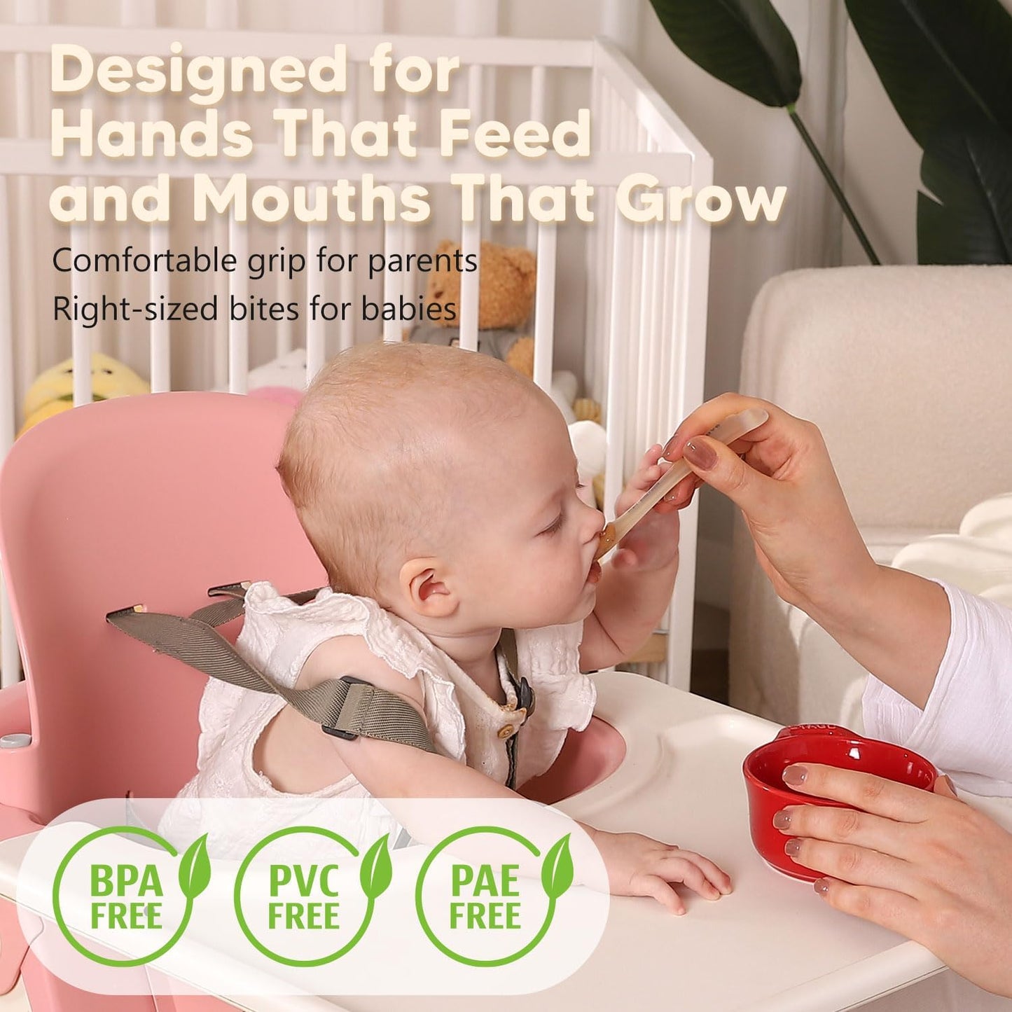 Silicone Baby Spoons 2-Pack with Case, Self Feeding 6 Months, Baby Led Weaning Supplies, Toddler Utensils with Safety Chain, Toddler Essentials, Dishwasher Safe Baby Safety Products