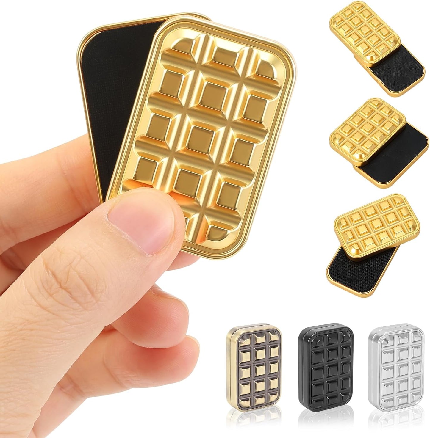 Fidget Slider for Adults - Brick Slider Metal Fidget Toys, Anxiety/ADHD/Annoy Relieving EDC Metal Fidget, Stress Reducing Toy - Gift for Adults & Teen (Gold)