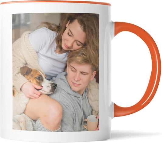 Custom Mug Upload Your Picture Personalized Coffee Mug with Photo Text Name Customized Cup Unique Ideas Gifts for Men Women Mom Dad Halloween Christmas Thanksgiving Friend Family (Orange, 11oz)