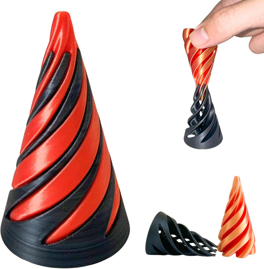 Impossible Pyramid Passthrough Sculpture, 3D Printed Spiral Cone Fidget Toy Mini Cones Pass Through Pyramid Fidget Toy Vortex Thread Illusion Desk Toy for Stress and Anxiety Relaxing