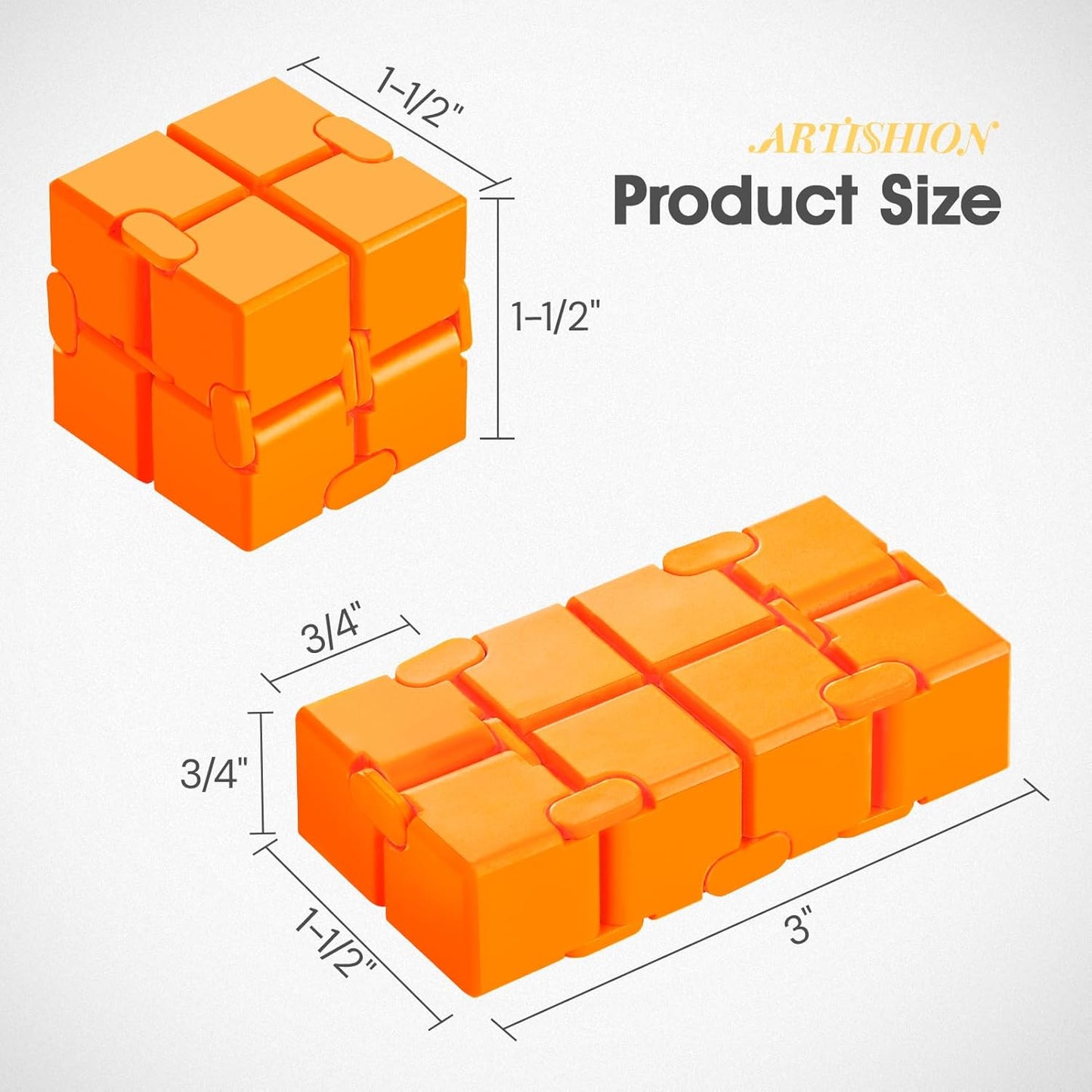 Fidget Cube, Durable Nylon Infinity Desk Toy, Skin-Friendly Handheld Gadget, Mini Stress-Relief Adult Fidget Toy for Anxiety Alleviation (Lightweight/Bright Orange)