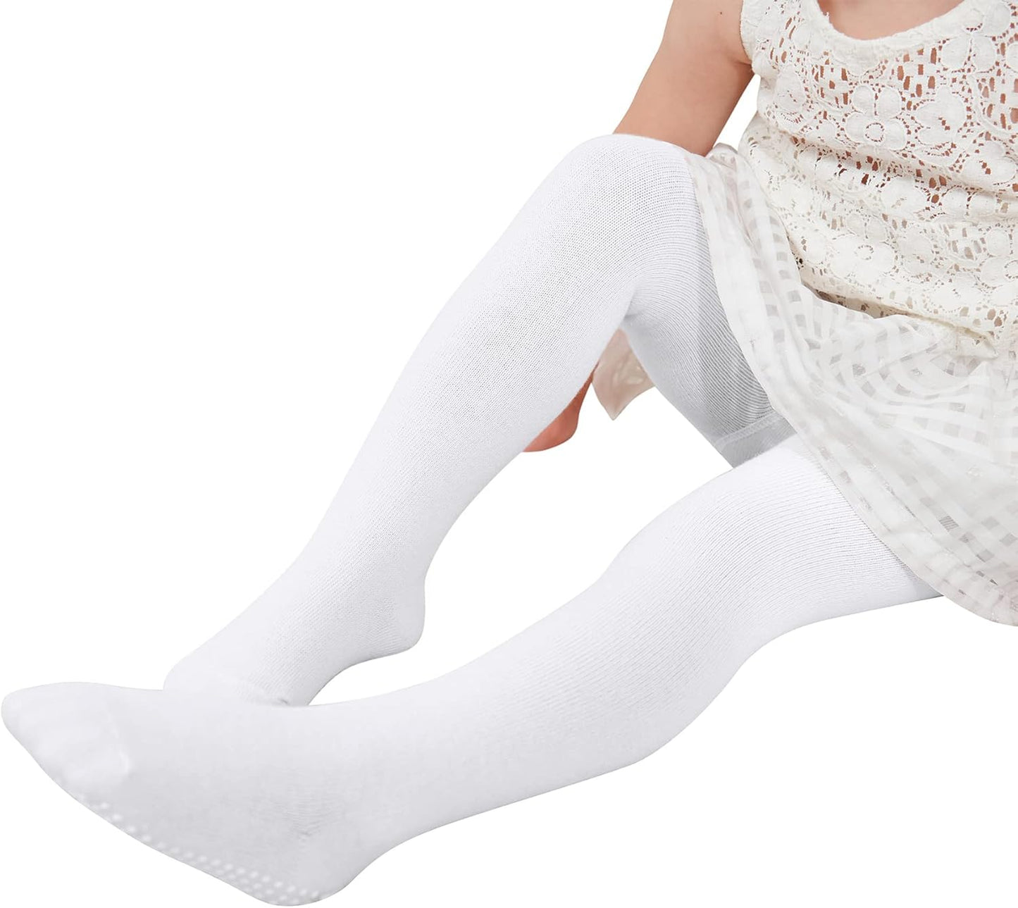 Zando Baby Girls Tights Cozy Cotton Infant Non Slip Grip Leggings Toddler Solid Knit Pantyhose Warm Newborn Stockings