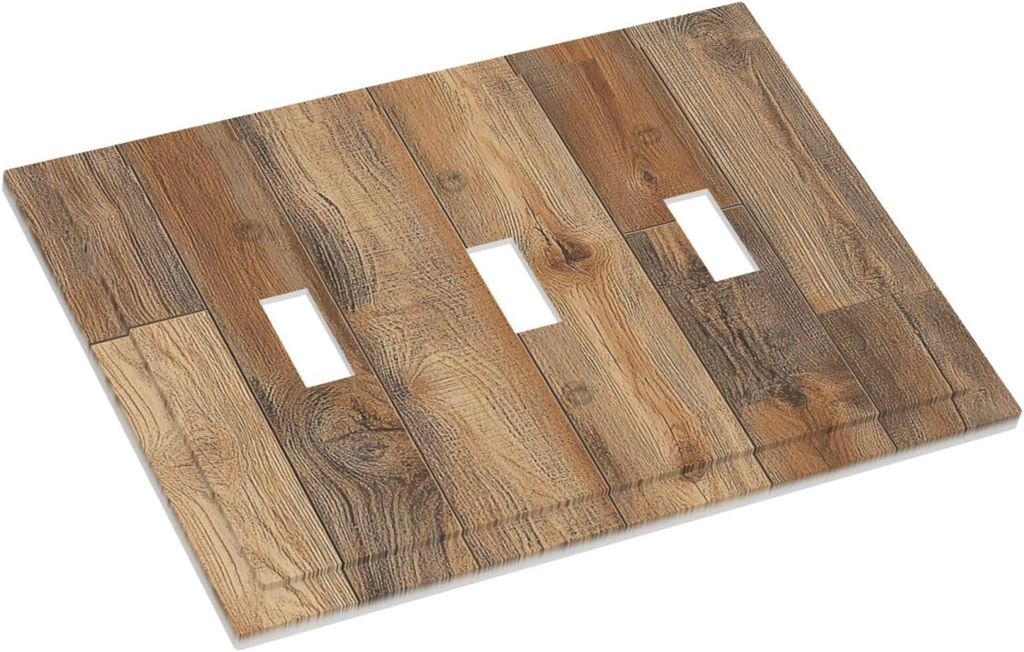 Decorative Switch Plates Retro Rustic Brown Wood Grain 3 Gang Wall Plate Triple Toggle Light Switch Cover Faceplate Electrical Wall Panels For Farmhouse Cabin Decor