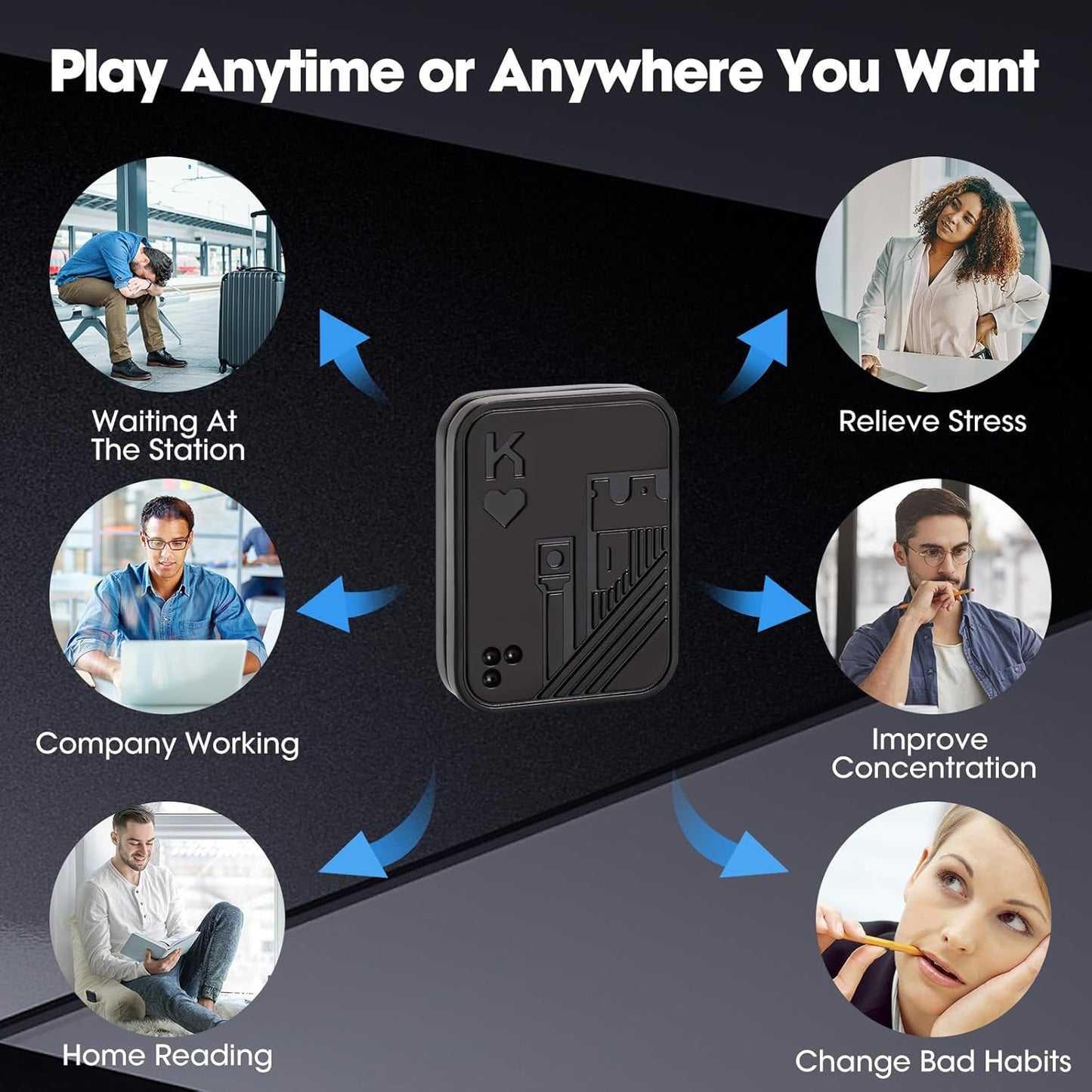 Fidget Slider 3 Pack, Magnetic Metal Fidget Toys Haptic Poker Card, EDC Fidget Toys for Adults,Relieve Stress Anxiety ADHD (Black)