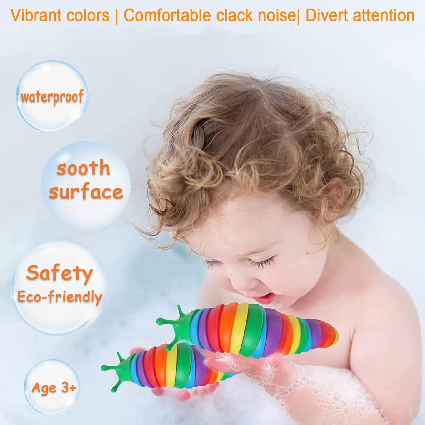 IFiwin 3PC Fidget Slug, Sensory Slug Fidget Toys for Autistic Kids Adults, Autism Sensory Toys, Stress Toys, Toddler Toys, Birthday Gifts for Girls Boys Aged 3+, Stress Relief Fidget Toy