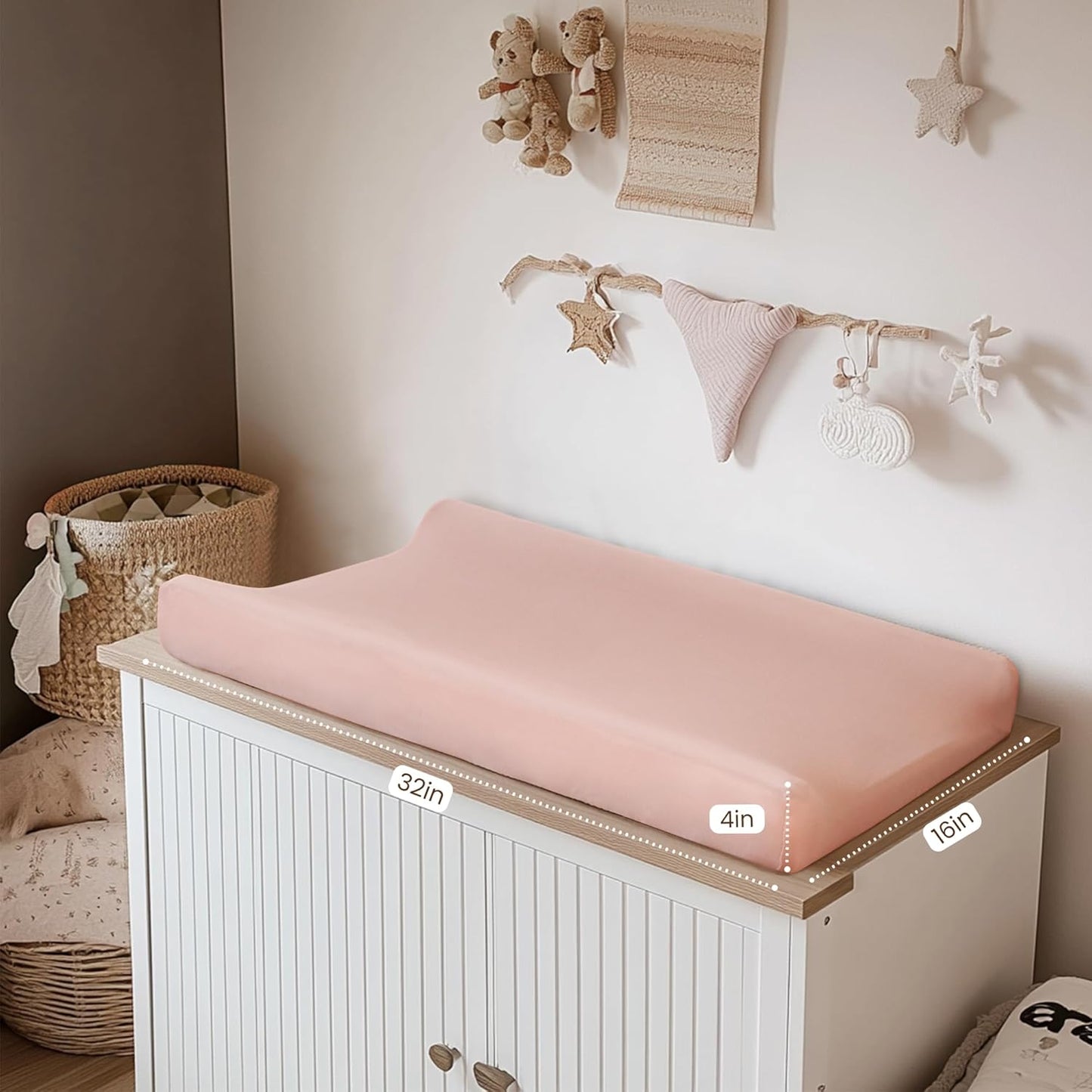 Konssy 2 Pack Stretchy Changing Pad Covers for Girl, Boy, Silky Soft Changing Table Cover, Breathable Baby Nursery Diaper Chang Pad Sheets (Pink Spring,Pink)