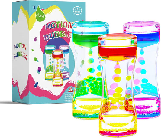 Liquid Motion Bubbler - Colorful Liquid Hourglass Sensory Toys for Relaxation & Focus - Fidget Toy for Adults & Kids - Decor for Table, Office, Shelf or Study - New & Improved Model - 6.7x2.6in