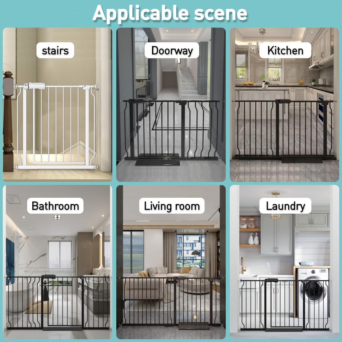 WAOWAO Baby Gate 76.38-81.07" Extra Wide Pressure Mounted Walk Through Swing Auto Close Safety White Metal Toddler Kids Child Dog Pet Puppy for Stairs,Doorways,Kitchen