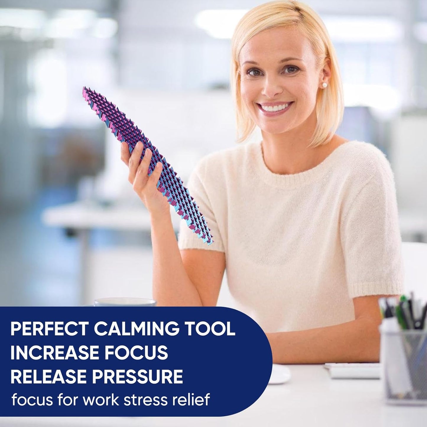 Fidget Worm Toy, Real 3D Printed Toys, Funny Pocket Worm Fidget Toy for Adults & Kids, Silent Resistance Stress Relief Toy Desk Fidgets for Adults Kids (Red Blue Gradient)