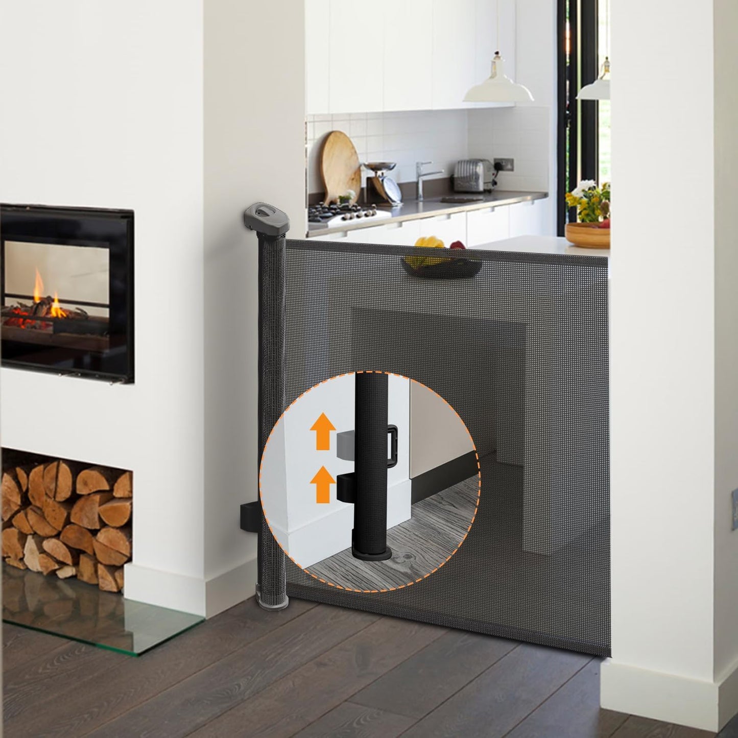 Retractable Baby Gate,Mesh Baby Gate or Mesh Dog Gate,33" Tall, Extends up to 71" Wide,Child Safety Gate for Doorways, Stairs, Hallways, Indoor/Outdoor Black