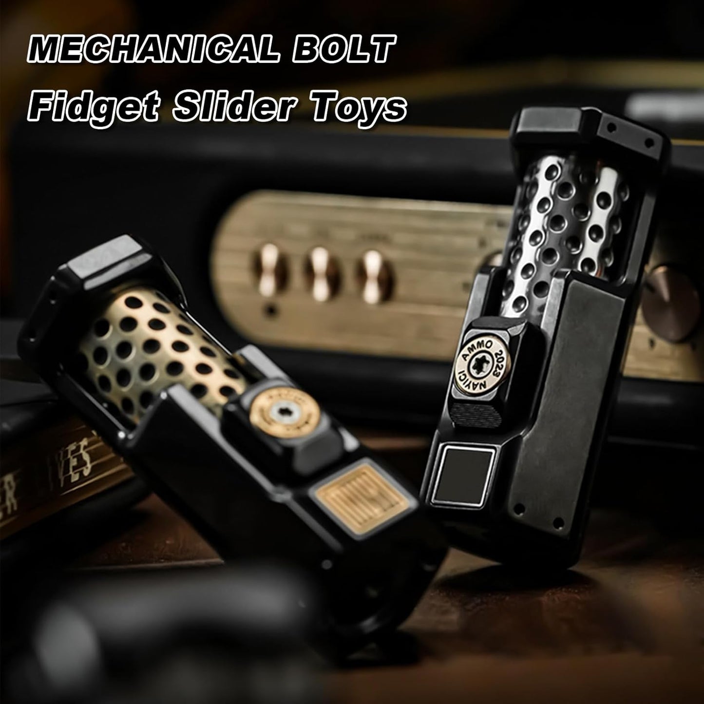 Fidget Toys Adults, Mechanical Bolt Fidget Slider Fidget Spinner Toys, EDC Fidget Toys Home Office Executive Desk Toys, Ideal Gift for ADHD/ADD/Autism (Silver/Black)