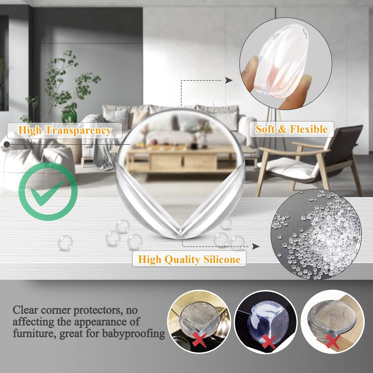 14 Pack Corner Protectors, Corner Guards Baby Proofing Corner Protectors Bumper Clear Corner Covers Cushion for Table Desk Fireplace Against Sharp Corner