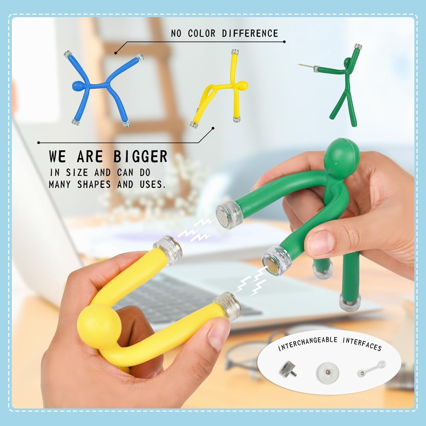 Funny Magnetic Men Toy Sets, Novelty Fidget Toys for Kids Adults, Colorful Shape-Changing Suction Cup Toys, Multipurpose Toys for Stress Relief, Travel, Office Desk , Fridge (Colorful)