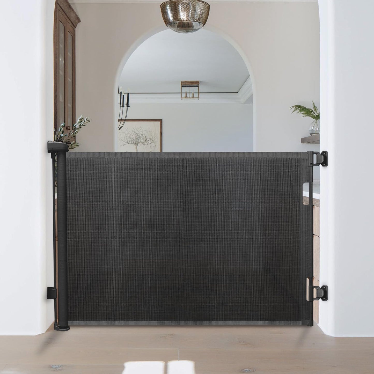 Retractable Baby Gate,Mesh Baby Gate or Mesh Dog Gate,33" Tall, Extends up to 71" Wide,Child Safety Gate for Doorways, Stairs, Hallways, Indoor/Outdoor Black