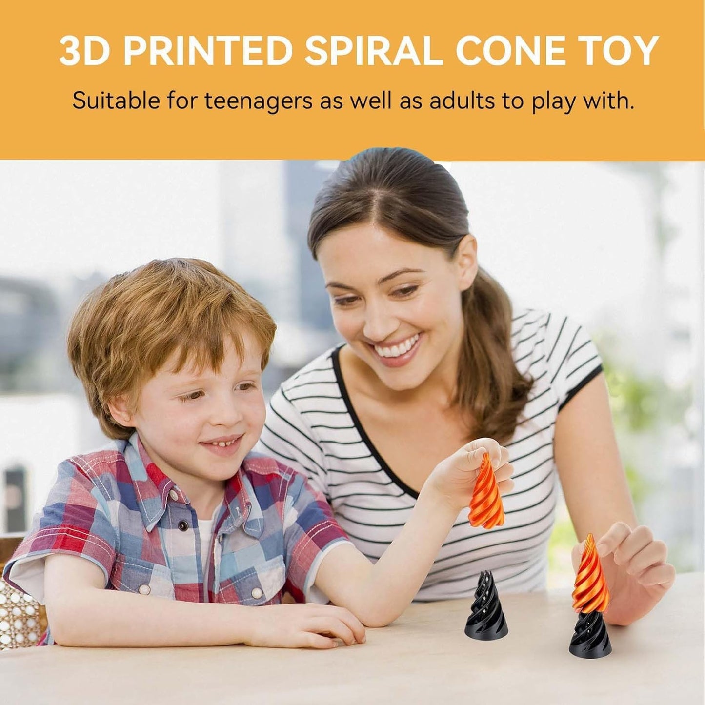 2Pcs Impossible Cone,Spiral Cone Fidget Toy 3D Printed Spiral Cone Pyramid Passthrough Sculpture,Mini Cone Funny Desktop Decoration for Home Office Desk Funny Desktop Decoration , Anxiety Relief