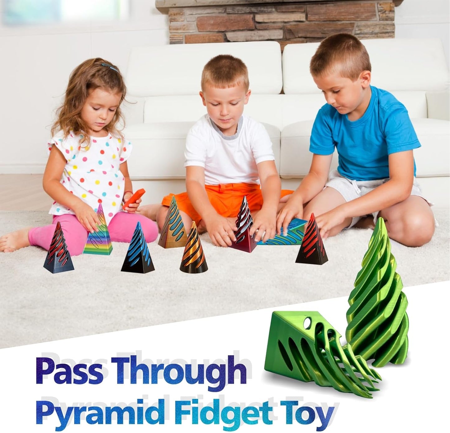 Impossible Pyramid Passthrough Sculpture-3D Printed Spiral Cone Fidget Toy, Pass Through Pyramid Fidget Toy, Vortex Thread Illusion Desk Toy for Adult, 4inch Helix Screw Fidget Toy for Stress Relief
