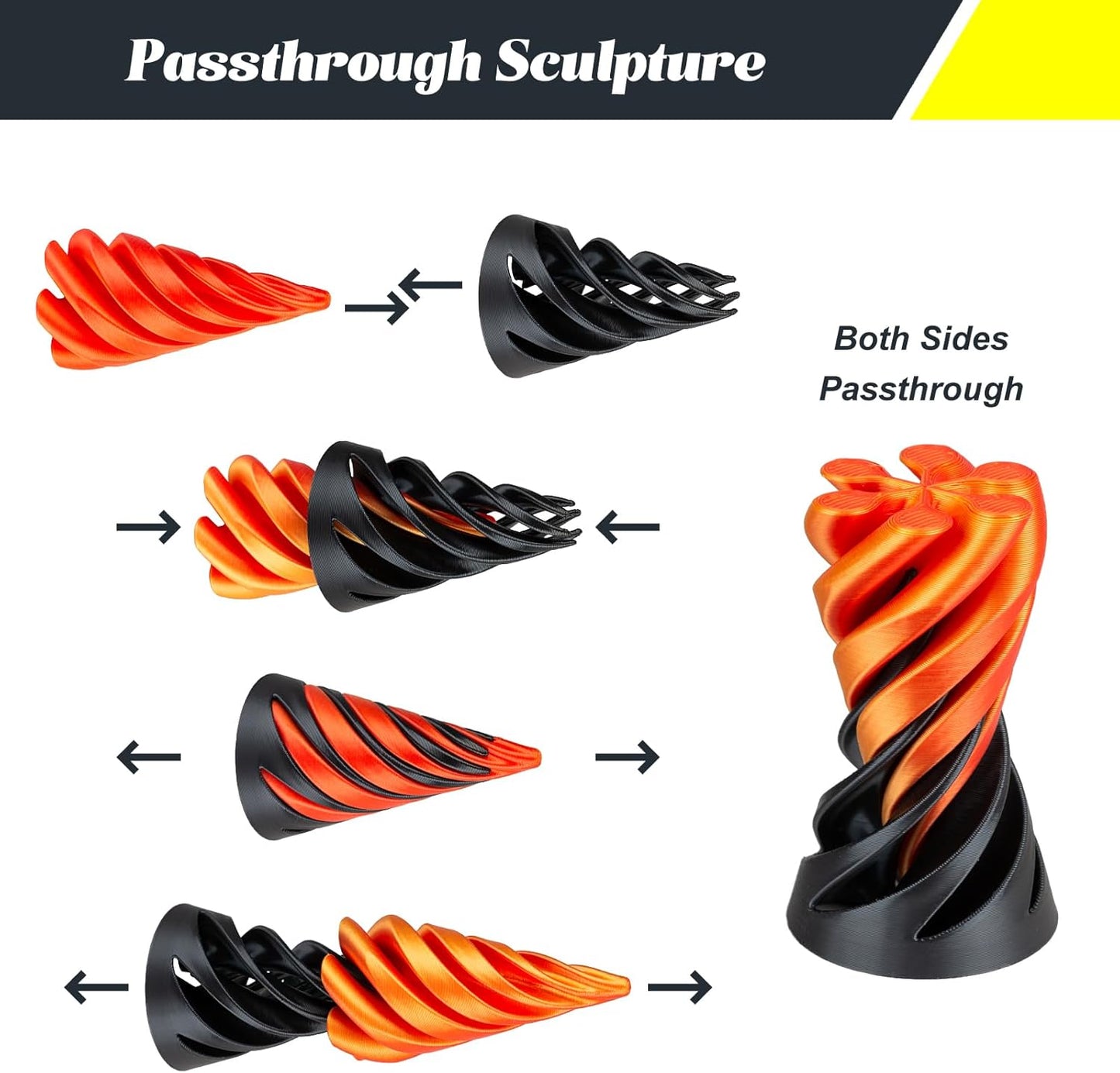 Impossible Pyramid Passthrough Sculpture 3D Printed Spiral Cone Toy Spiral Cone Fidget Toy Pass Through Pyramid Fidget Toy Stress Relief Desk Toy Pyramid Model Relax Anxiety Toy for Children Adult