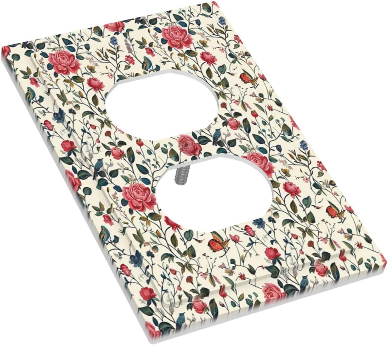 Outlet Covers Vintage Flowers Rose Leaf Bird Butterfly 1 Gang Duplex Wall Plate Decorative Switch Plates Electrical Receptacle Faceplate Light Switch Cover for Bedroom living Room Decor