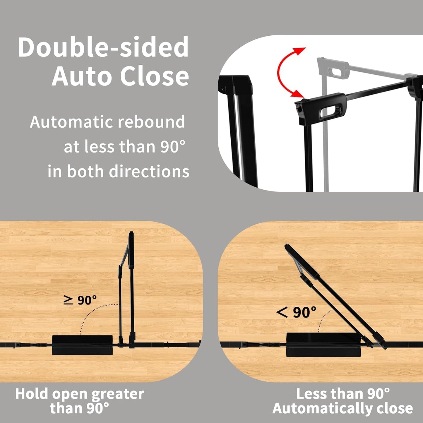 WAOWAO Clear Baby Gate for Stairs Modern Design Acrylic Auto Close Pet Gate, 29.52-47.24" Wide Safety Baby Gate for Doorways,Black Clear Dog Gates Indoor,Hallways,Kitchen