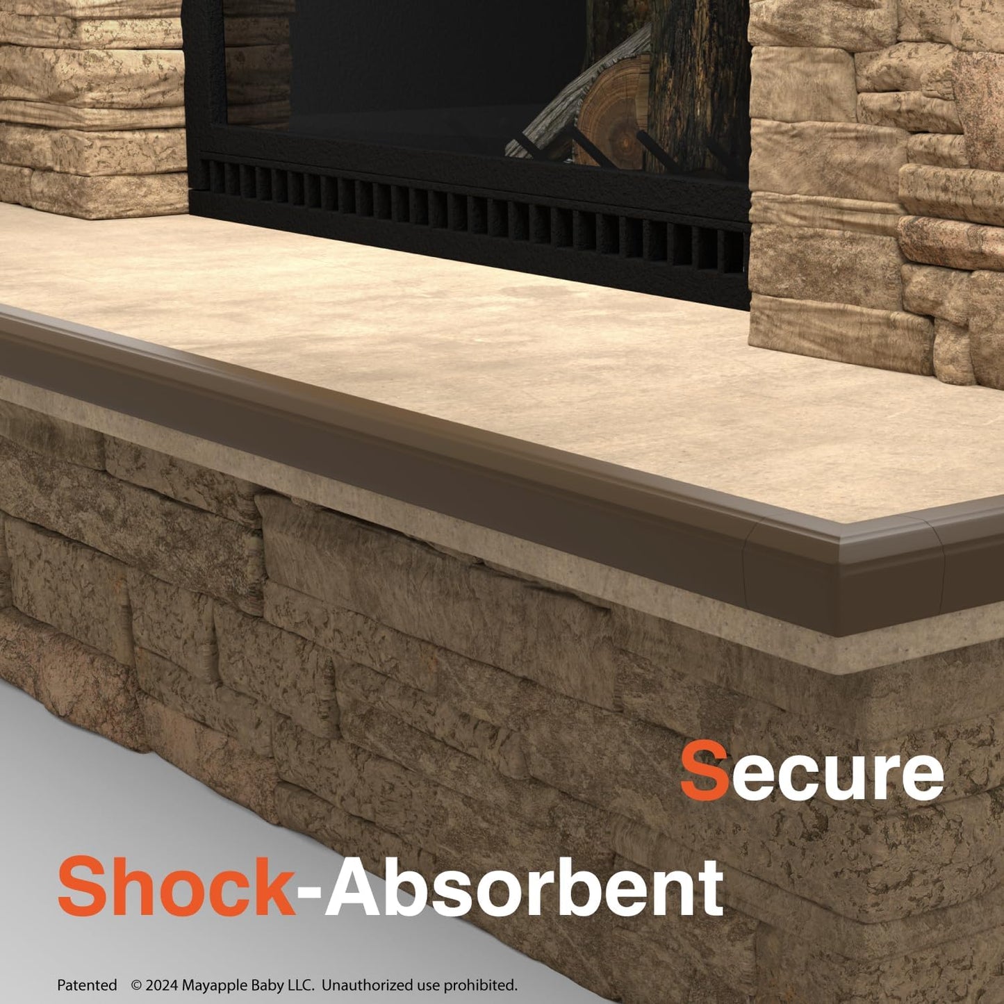 Roving Cove PreFit (Broad) Fireplace Edge Corner Protector (Extra Wide 9ft Edge 2 Corners), Baby Proofing Bumper Guards, Coffee Brown, Pre-Taped, for Straight Surfaces - New & Improved