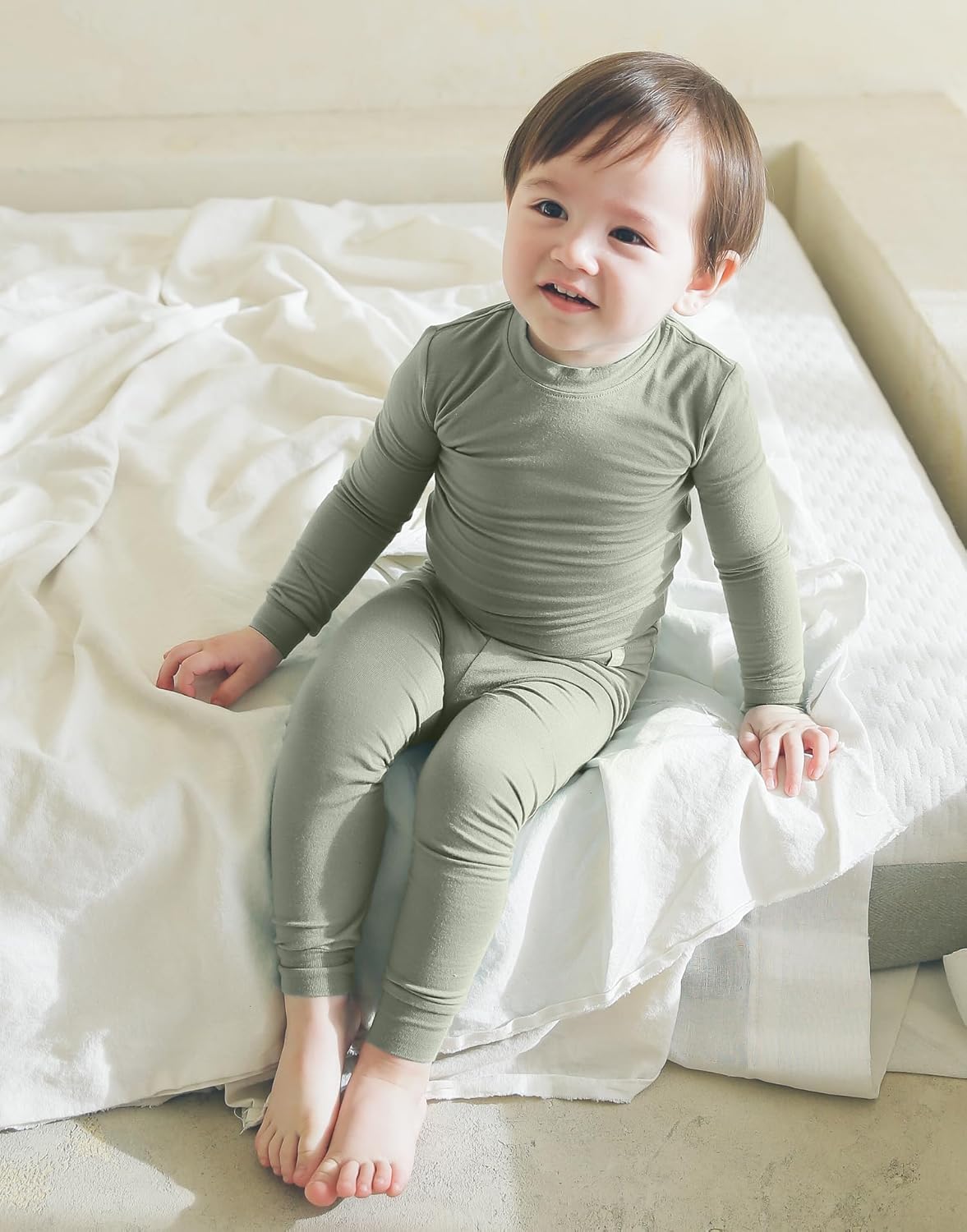 VAENAIT 6M-12Y Toddler Toddler Kids Toddler Girls Boys Soft Comfy Modal Tencel Solid Raglan Sleepwear Pajamas Pjs 2pcs Set