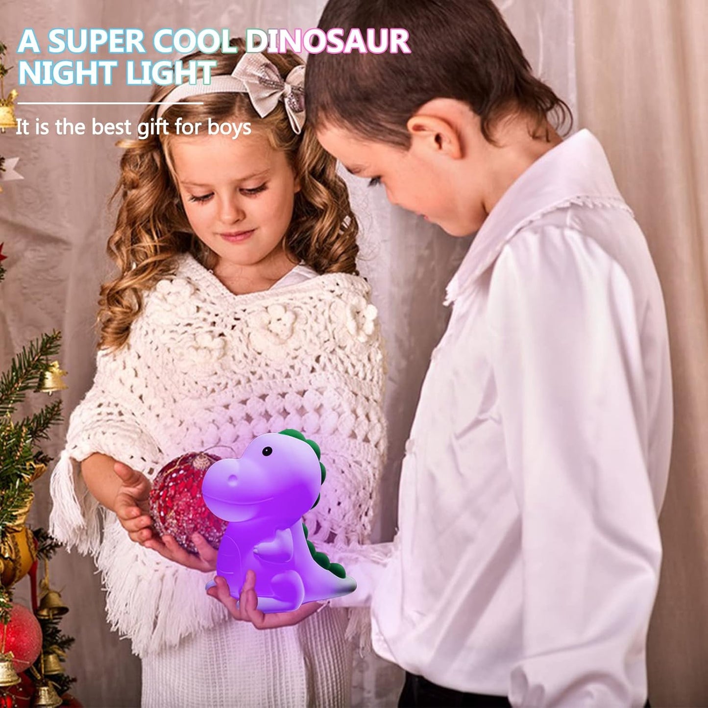 QANYI Dinosaur Night Light for Kids, Cute Color Changing Dinosaur Room Decor Lamp for Boys, Silicone Nursery Baby Night Light for Toddler's Room, Cute Dinosaur Gifts for Kids Boy