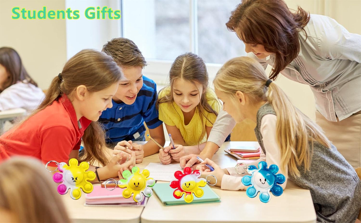 12 Packs Bulk octopus Fidget Bubble Mini Pop Keychain Fidget for Teens and Kids,Birthday Party Favors Supplies Summer Student Prizes Gifts