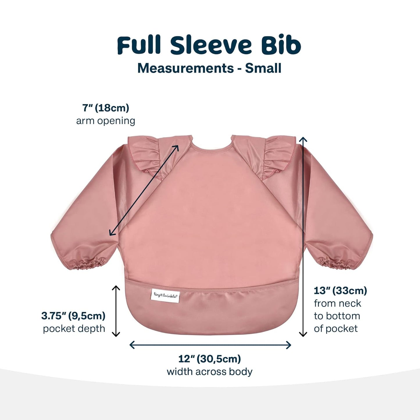 Tiny Twinkle Mess Proof Baby Bib,Waterproof Smock Baby Bib for Eating,Machine Washable Long Sleeve Bib,Baby Led Weaning,Toddler Bib,BLW Supplies(Taupe, Small 6-24 Months)