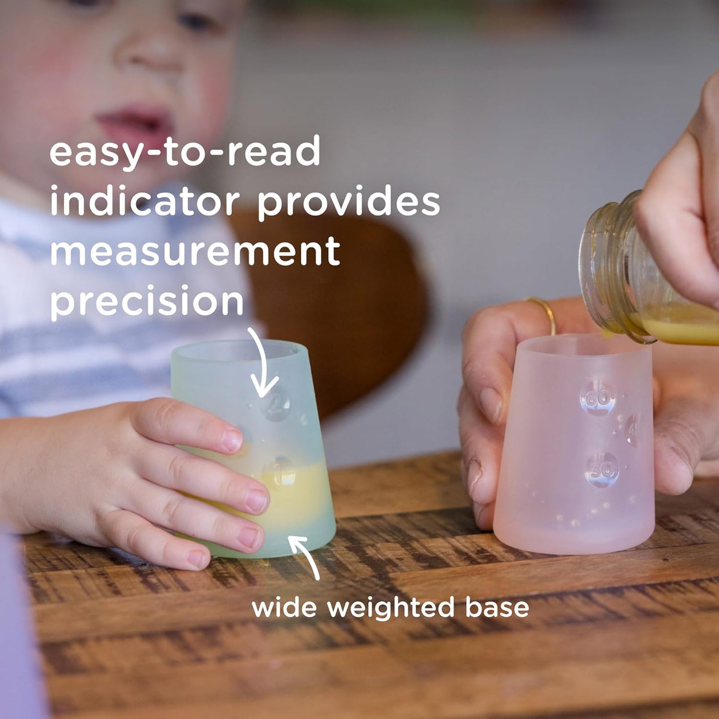 Olababy First Cup | Clear Sense 100% Silicone Infant Trainer Cup | 2oz Medicine Cup for Newborn | Non-Slip & Sloping Design for Tiny Hands & Baby Led Weaning (Kiwi, 1 Cup)