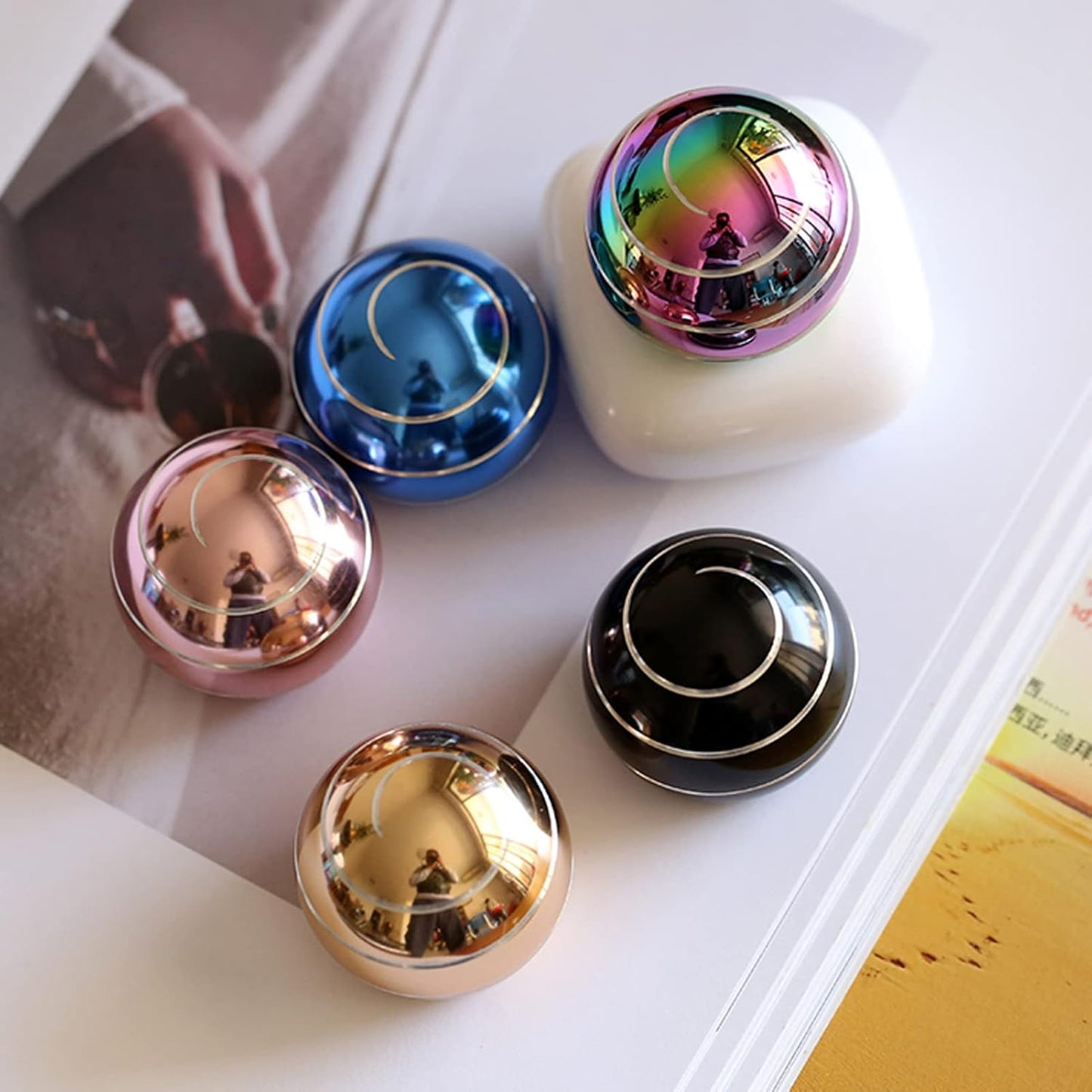 Kinetic Desk Toys, 1.77'' Kinetic ADHD Desk Toys for Adults for Office, Party Favors Fidget Desk Toy Optical Illusion Toys for Birthday Stocking Stuffers (45MM, Rainbow-A)