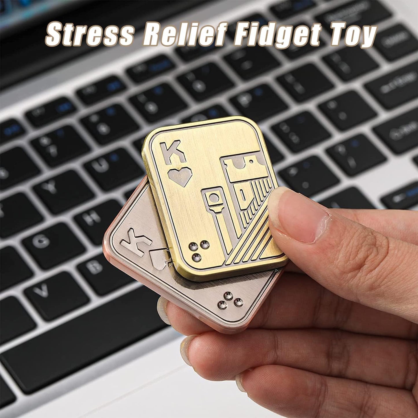 Magnetic Metal Fidget Toys - Metal Poker Push Card Fidget Slider Stress Relief Toy, Men’s EDC Toy Fidget Toy Haptic Coin, Office Desk Toys Gifts for Boyfriend and Father (KK)