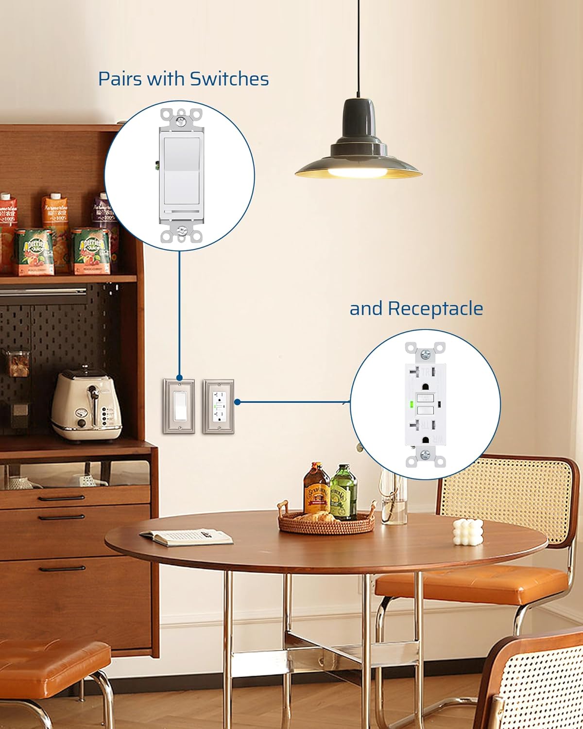 DEWENWILS 4-Pack Metal Wall Outlet Cover, Decorator Wall Plates for Receptacle, GFCI Outlet, Dimmer Switch, Brushed Nickel