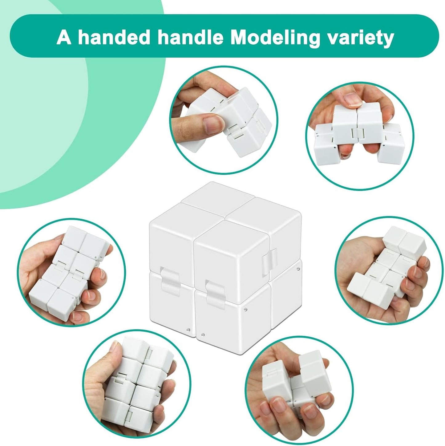 WUQID Infinitycube Fidget Toy Stress Relieving Fidgeting Game for Kids and Adults,Cute Pocket-sized Unique Gadget for Anxiety Relief and Kill Time (White)