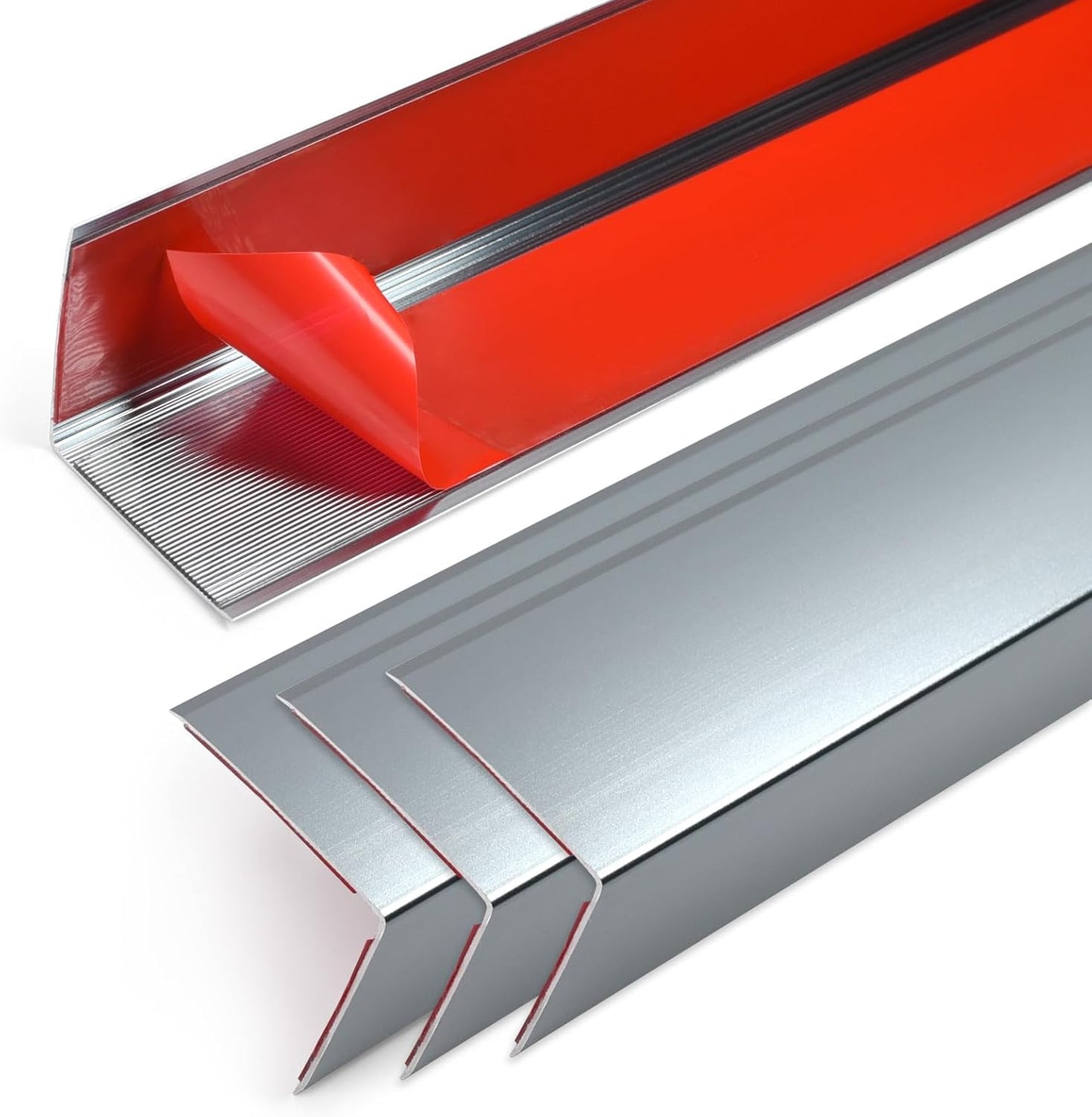 4PCS 45" Aluminum Metal Corner Protectors, Self Adhesive Corner Guards, Metal Wall Edge Protector Strip, Furniture Corner Protectors, Wall Cabinet Baseboard Decoration 45" x 1" (Grey)