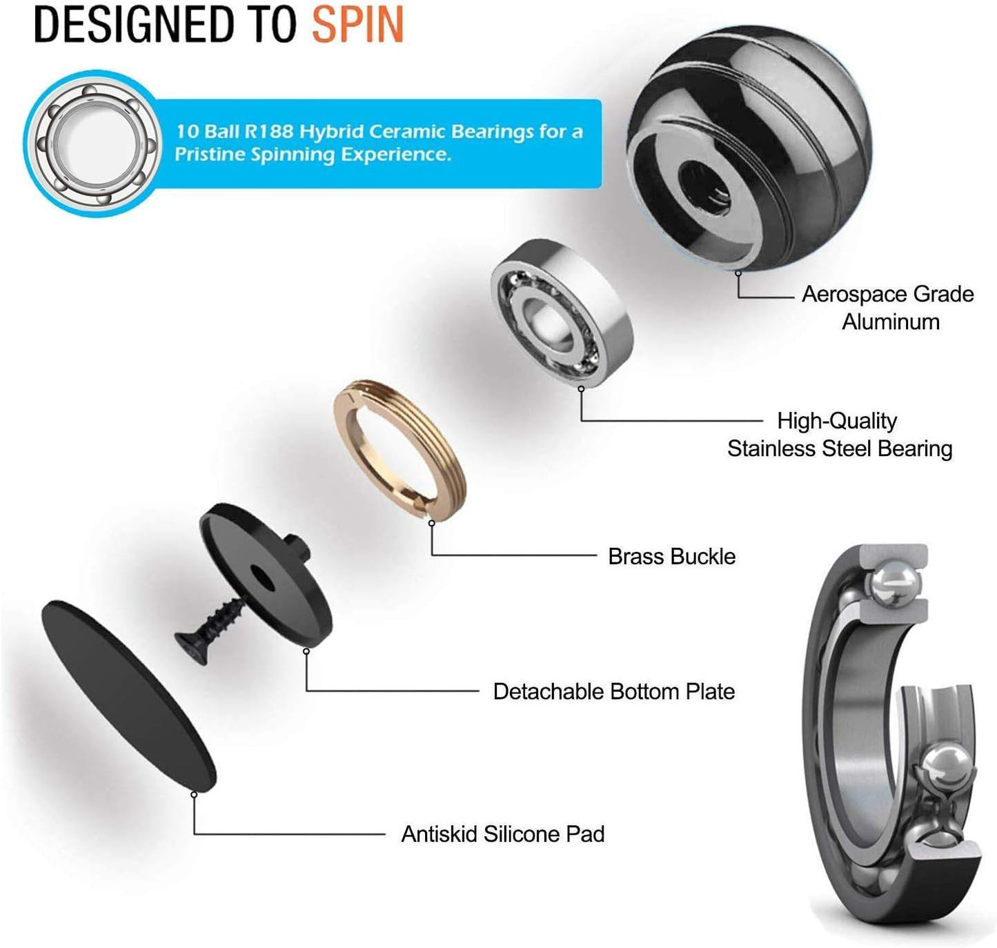 Kinetic Desk Toy,Optical Illusion Metal Fidget Spinning Ball,Office Executive Stress Relief Spinner Toys for Adults & Kids