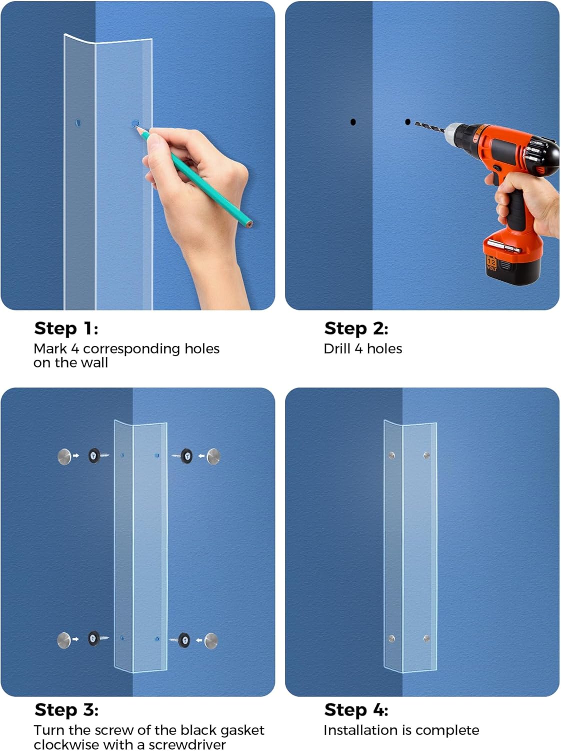 MONOID Wall Corner Protector, 2 PCS Furniture Edge Protection, PC Anti-Bump Guards Avoid Scratching Corner Trim for Door Frame, Table, Countertop, Stair, Wall-Mount, Clear, 1.97IN×35.43IN/5CM×90CM