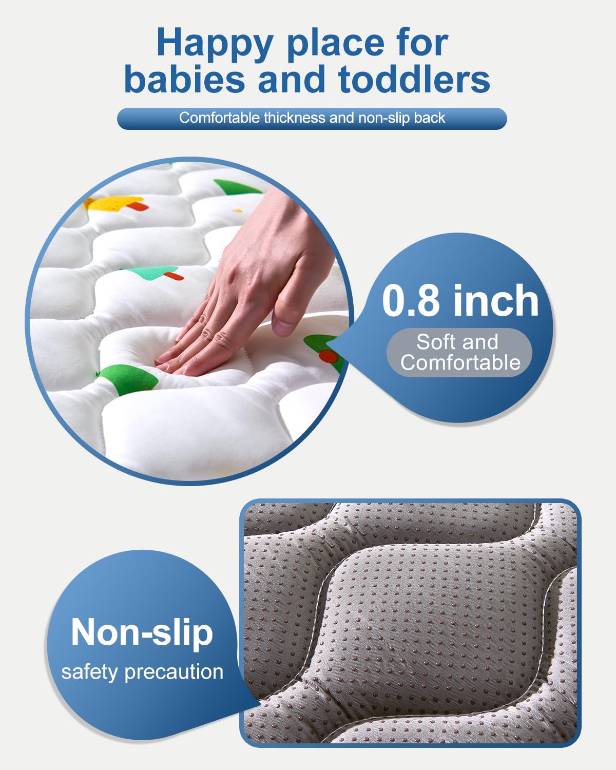 Odorless Premium Foam Baby Play Mat 71" x 59", Soft Microfiber Fabric Crawling Mat for Floor- Comfortable and Hypoallergenic, Non-Slip Cushioned Floor Playpen mat for Infants,Babies,Toddlers