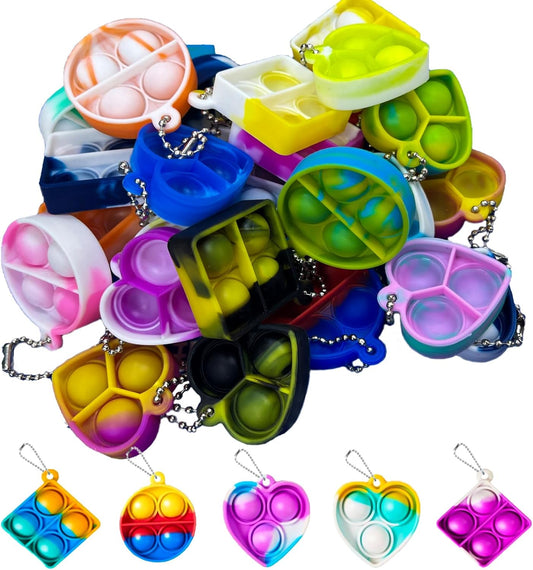 100pcs 1.5in Random Pop Bubble Fidget Sensory Toys, Pop Toy Bulk for Party Favor, Classroom Student Prizes Easter Basket Goodie Bag Stuffers Christmas Valentine Gift for Kid