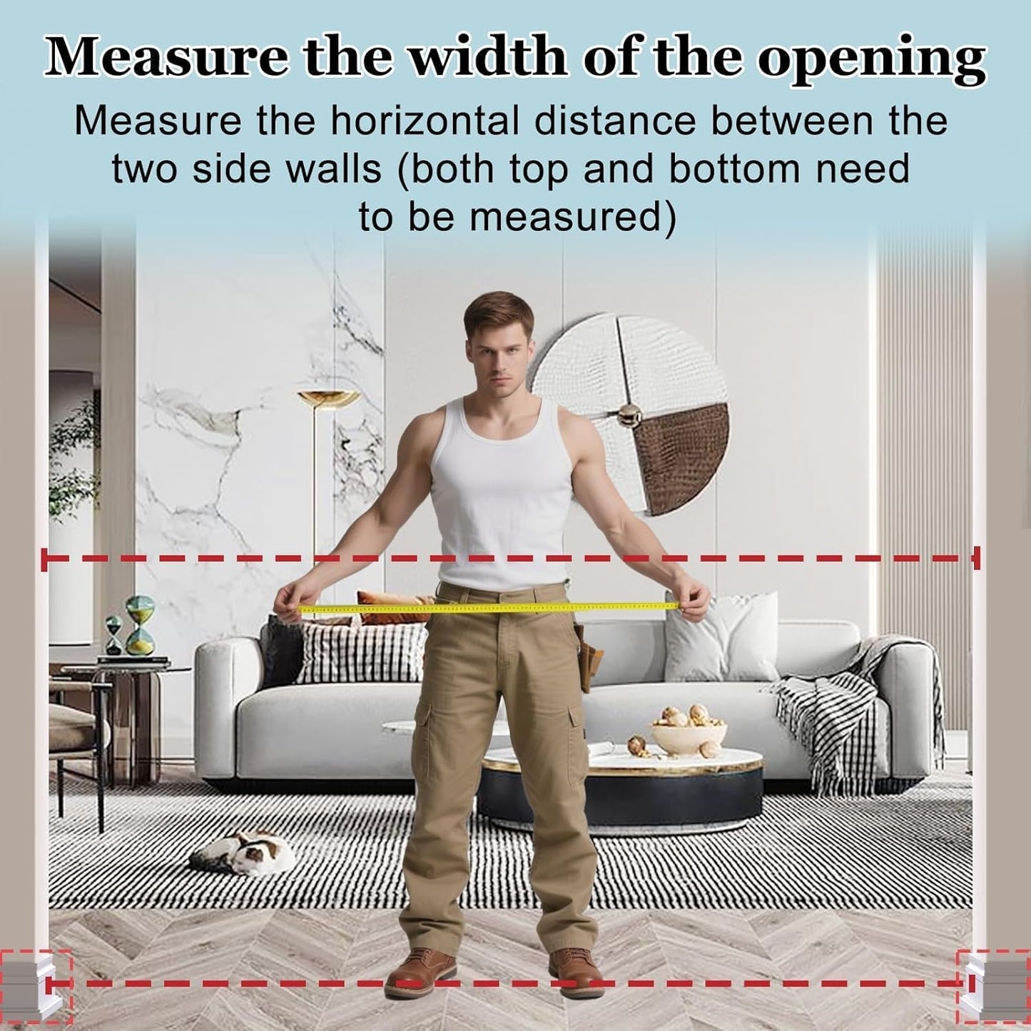 WAOWAO Triple Lock 49.21-66.54" Baby Gate Extra Wide Pressure Mounted Walk Through Swing Auto Close Safety Black Metal Dog Pet Puppy for Stairs,Doorways,Kitchen