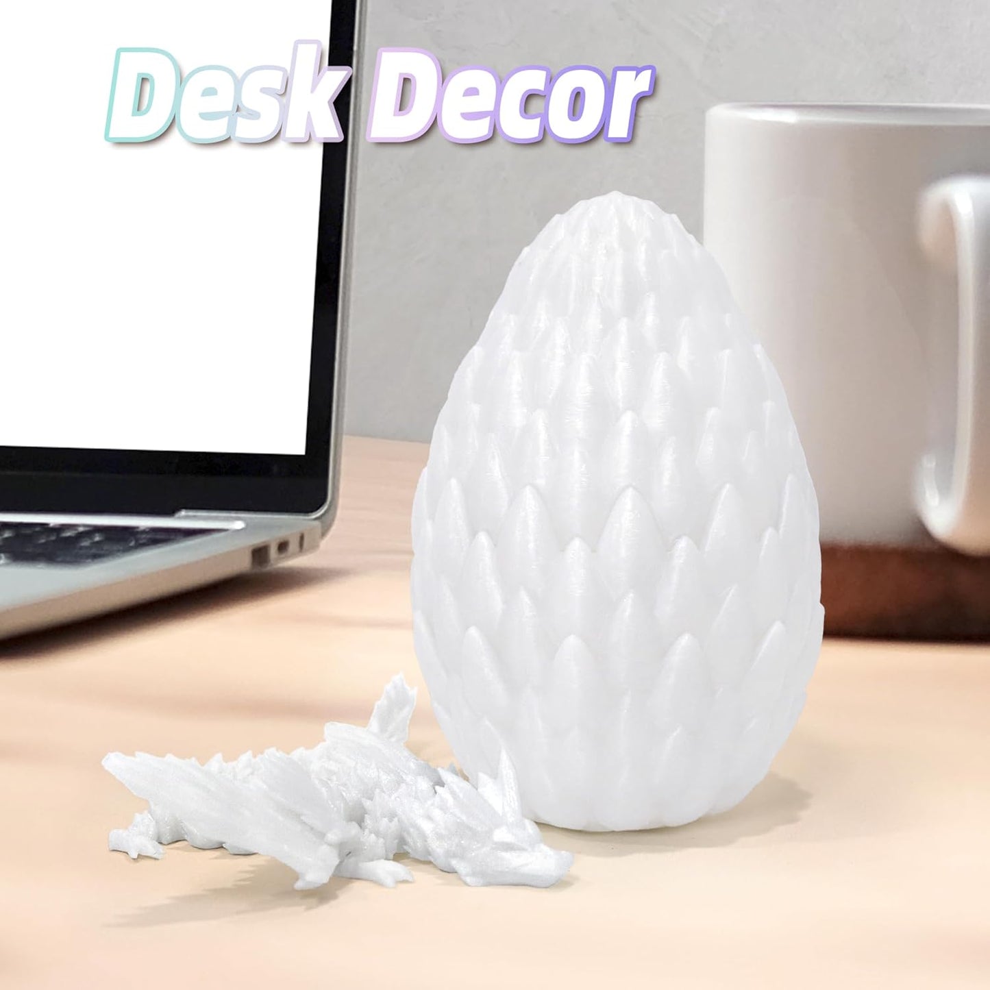 Upgraded 3D Printed Flying Dragon in Egg - Surprise Egg with Flexible Winged Dragon Inside, Mystery Beautiful Fidget Toy, Birthday Gift, Desk Figure Decor (Glow in The Dark)