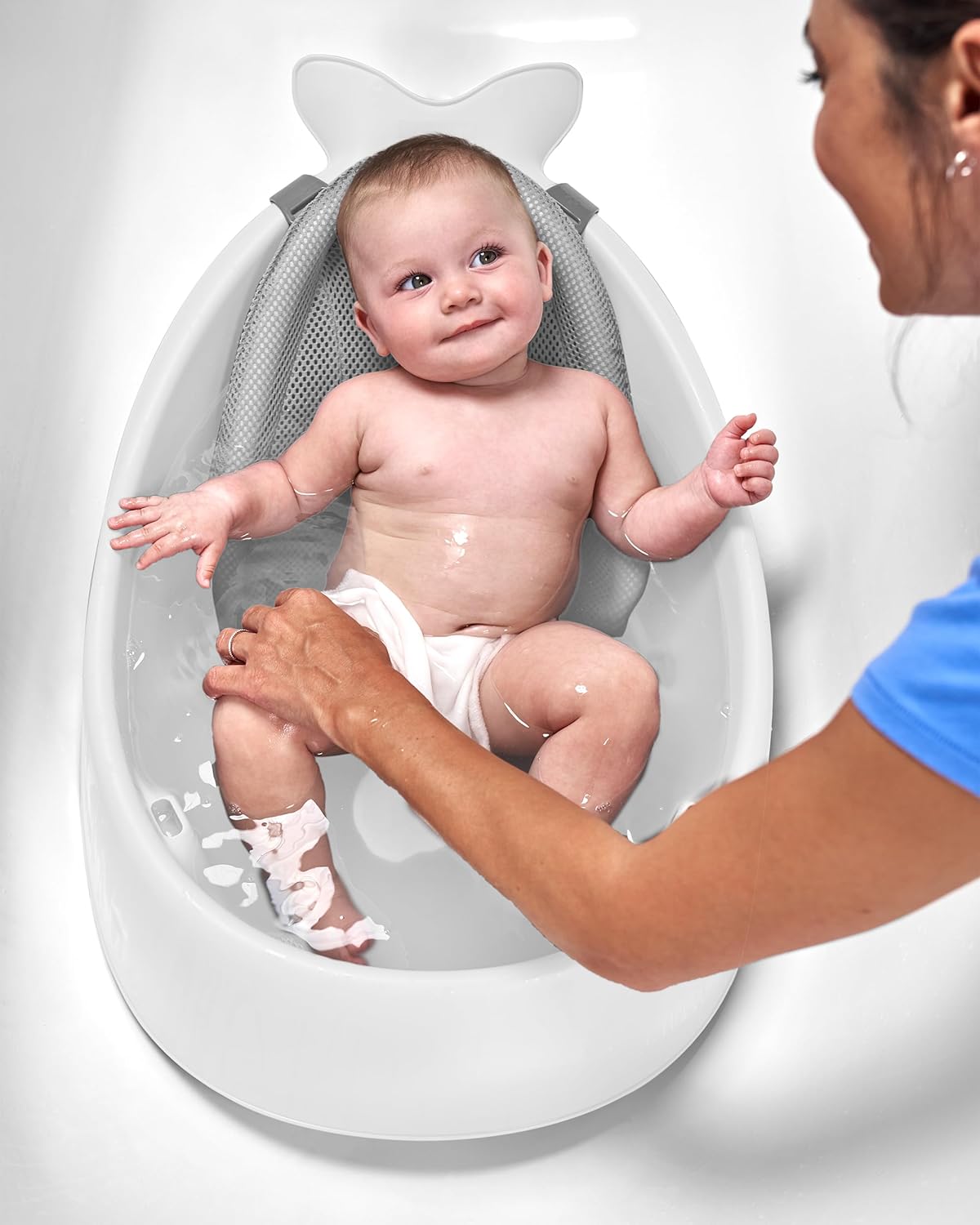 Skip Hop Infant Bath Tub 3-Stage Grow With Baby Smart Sling MOBY Bathtub White Age 0+