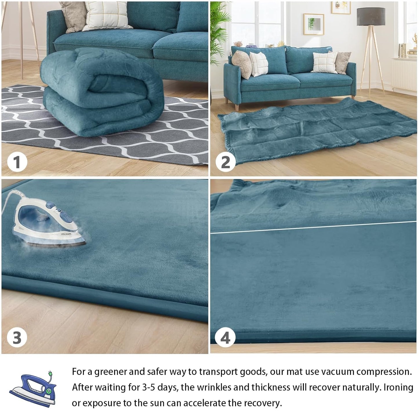 Baby Play Mat 1.2" Thick Memory Foam Nursery Rug Area Rug, 6’7” X 6’7” Yoga Mat Playmat Crawling Mat for Baby,Toddlers, Infants, Kids,Floor Mat Tatami Mat for Living Room with Non-Slip(Green)