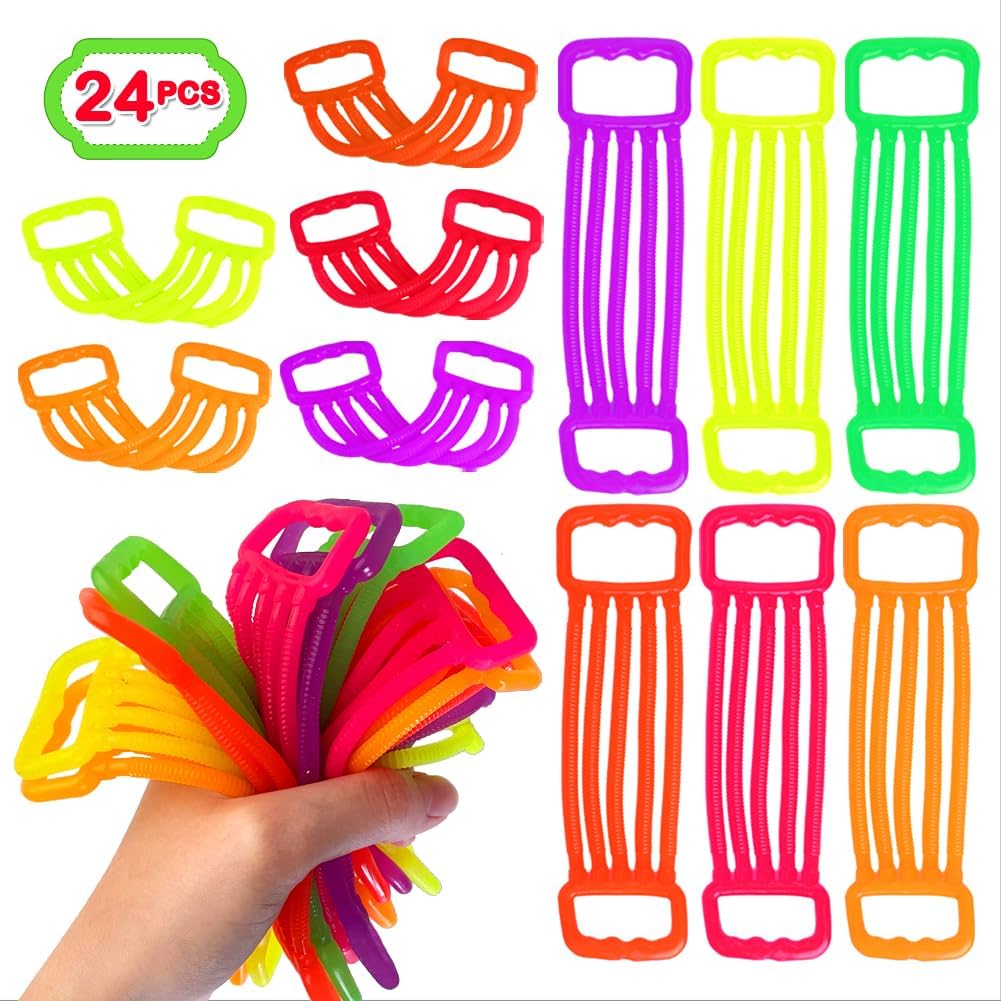 24 Pack Fidget Squishy Stretchy String Sensory Toy, Colorful Sensory Fidget Stretch Elastic Strings Fidget Toy for ADHD Kids Adults Stress Relief Party Favors Christmas Stocking Stuffers School Gifts