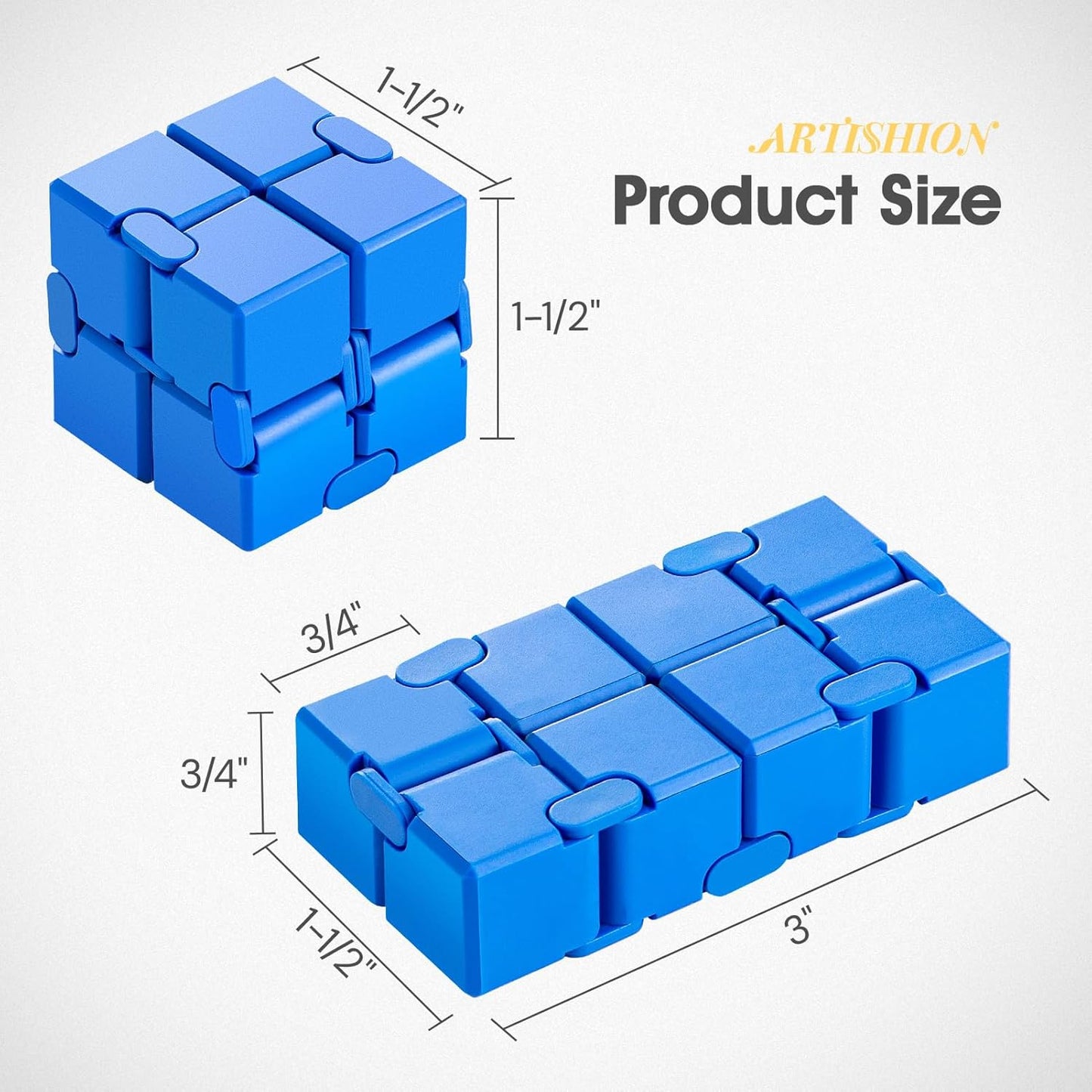 ARTIARTISHION Fidget Cube, Durable Nylon Infinity Desk Toy, Skin-Friendly Handheld Gadget, Mini Stress-Relief Adult Fidget Toy for Anxiety Alleviation （Blue）