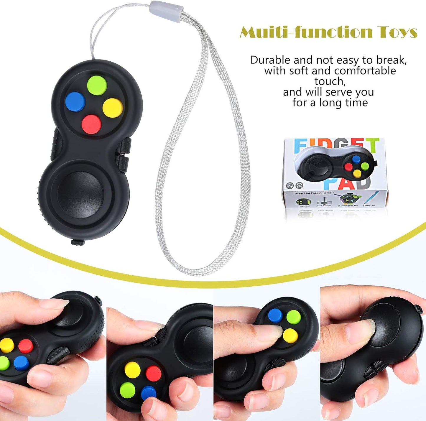 Skylety 6 Pieces Cam Fidget Pad Controller Relieve Anxiety Handheld Mini Handheld Fidget Pad Fidget Controller Stress Reducer for Adult Relieve Stress(Mixed Colors)
