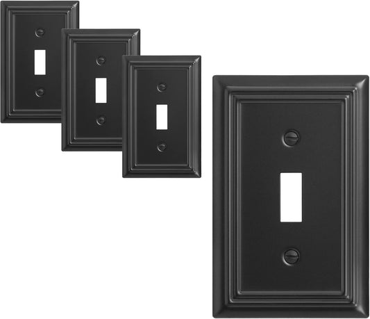 DEWENWILS 4-Pack Toggle Wall Plates, Metal Light Switch Cover with Black Finish, Heavy Duty Face Plates for Home Decor